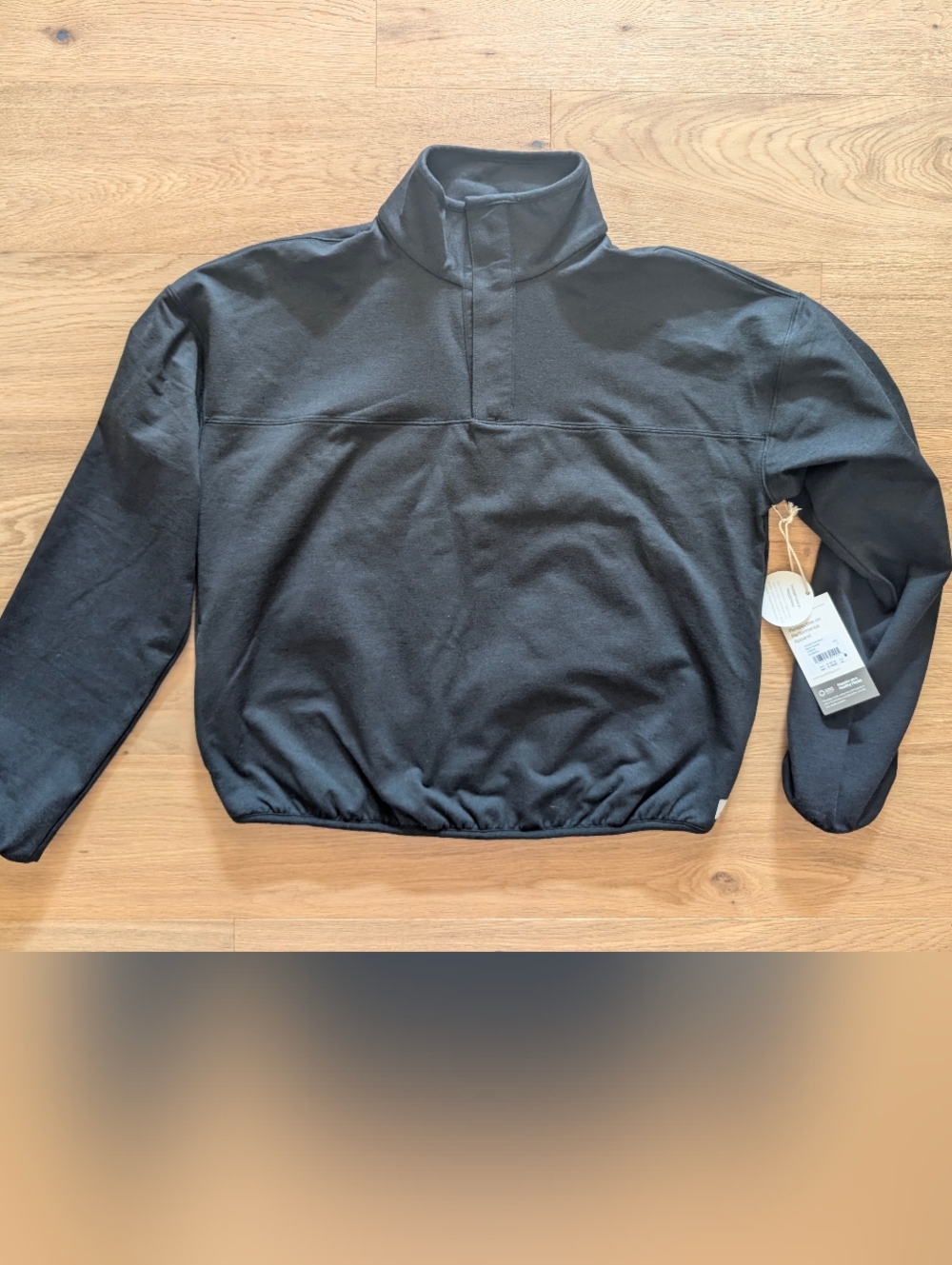 Vuori Black Heather Snap Mock Neck Pullover